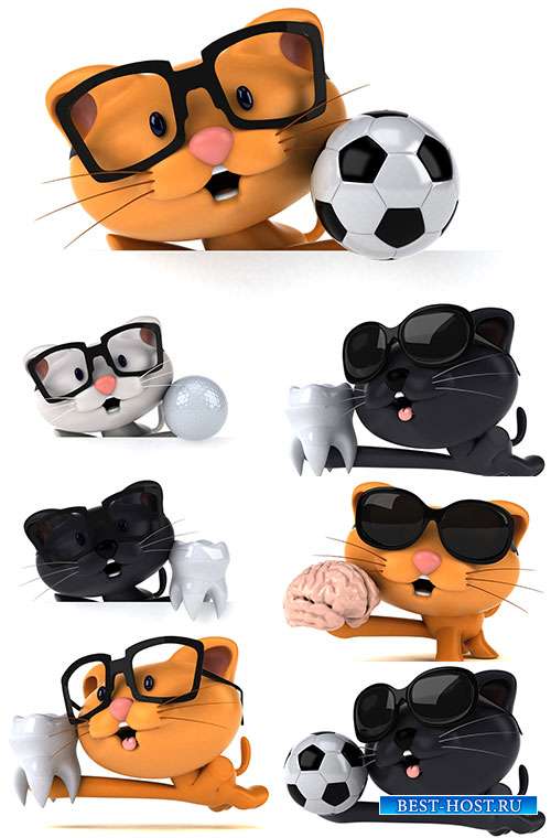 Симпатичные котики в 3D - Растровый клипарт