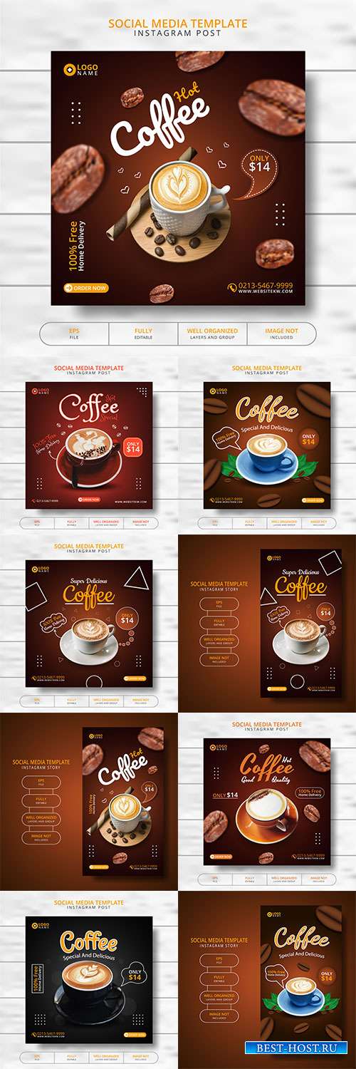 Шаблоны меню для кофейных напитков - Векторный клипарт