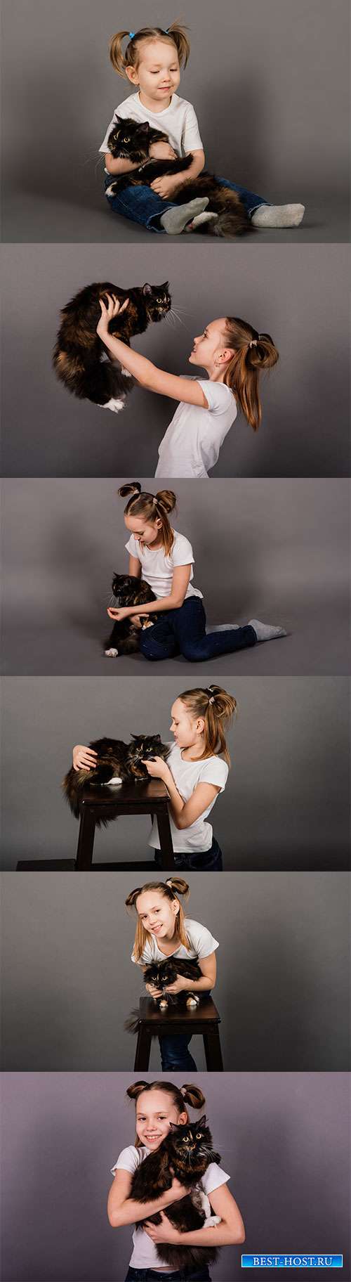 Девочка и кошка - Фотоклипарт