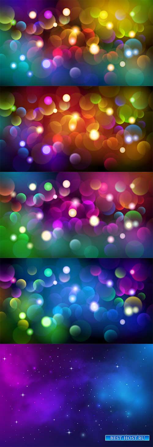 Разноцветные векторные фоны с боке