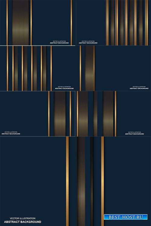 Синие векторные фоны с золотыми линиями
