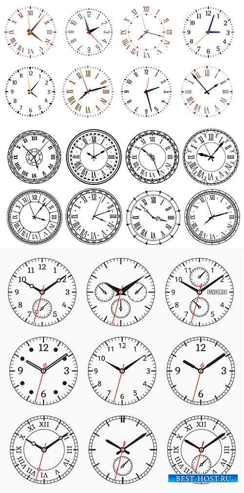 Циферблаты часов - Векторный клипарт
