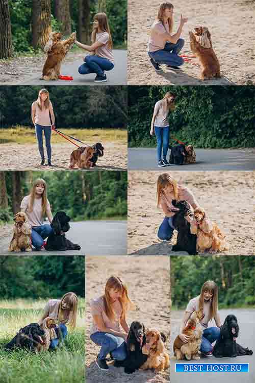Девушка с собакой - Фотоклипарт