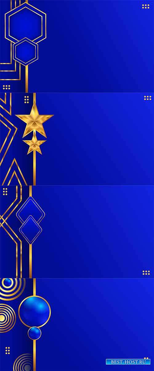 Элегантные голубые векторные фоны с золотым орнаментом