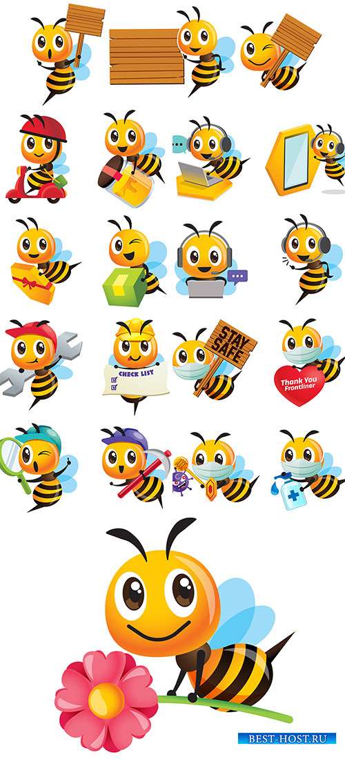 Пчёлка-труженица - Векторный клипарт