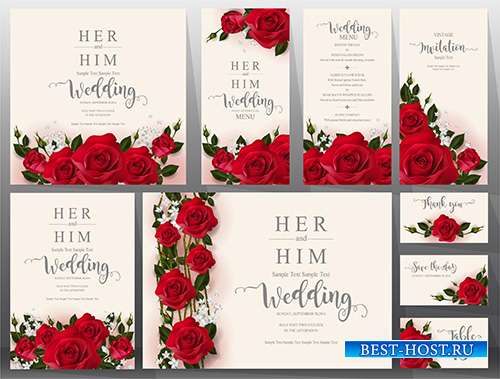 Приглашения на свадьбу, поздравительные открытки - Векторные фоны с красивы ...