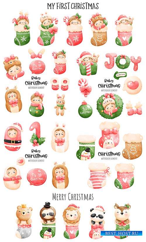 Рождественские игрушки-персонажи - Векторный клипарт