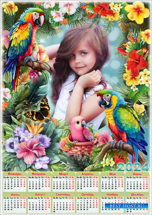 Календарь с рамкой для фото с экзотическими цветами - 2024 Весна на Мадагас ...