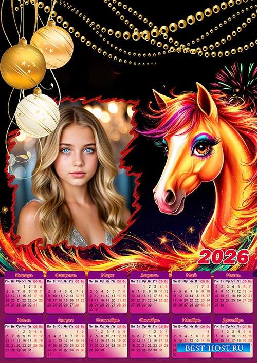 Календарь на 2026 год - Новогодняя лошадка