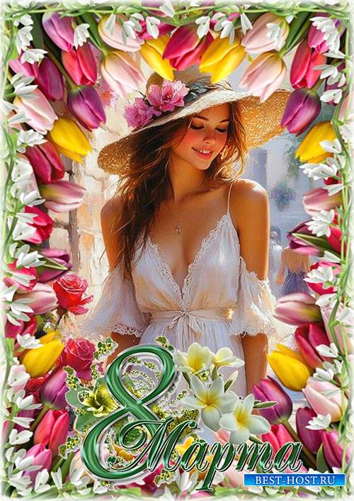 Рамка для фотографии в psd - 8 марта